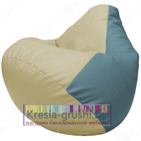 Бескаркасное кресло мешок Груша Г2.3-1036 (светло-бежевый, голубой)